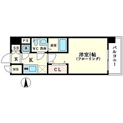 エスリード大阪シティグランツ 1Kの間取図画像