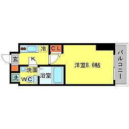 SERENiTE江坂四番館 1Kの間取図画像