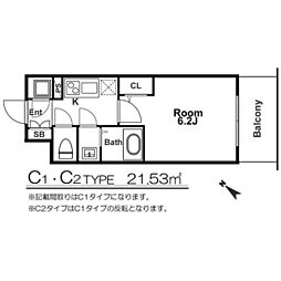 エスリード福島グレイス 1Kの間取図画像