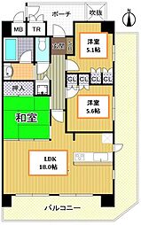 プライムコート高槻総持寺 3LDKの間取り