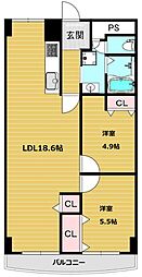 高槻セントポリア 2LDKの間取図画像