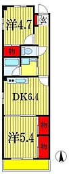 シャルル中山 2DKの間取図画像