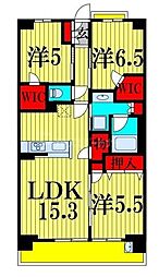 プラウド船橋四街区 3LDKの間取図画像