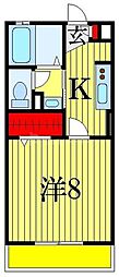 南桜 1Kの間取図画像