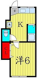 コーポ栄 1Kの間取図画像
