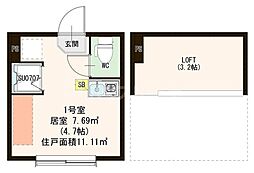 ハーモニーテラス南小岩10 ワンルームの間取図画像
