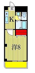 メゾンフローラ市川 1Kの間取図画像