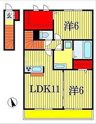 シエルエトワールA 2LDKの間取図画像