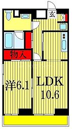 エスエスハイツ市川 1LDKの間取図画像