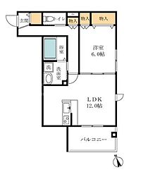 コルティーレ本中山 1LDKの間取図画像