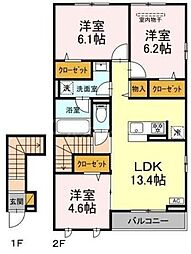 市川市原木3丁目アパート 3LDKの間取図画像