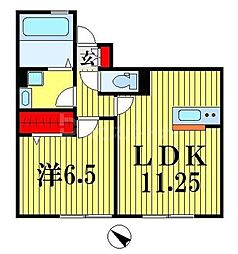 グレイスヴィラ東中山 1階1LDKの間取り