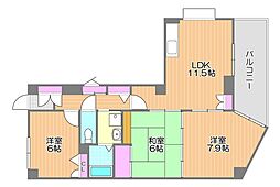 イルサローネ 3LDKの間取図画像