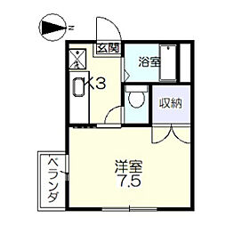 K-プレイス新保 1Kの間取図画像