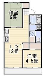 コーポラス高島新屋敷 2LDKの間取図画像