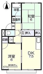 ベルホワイト・K 2DKの間取図画像