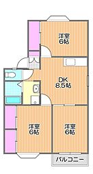 アーバンハイツ松新2A 3LDKの間取図画像