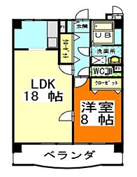 アークハイツ鹿田 1LDKの間取図画像