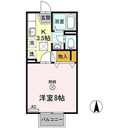 メゾンたちばなC 1Kの間取図画像