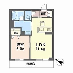 フルールブラン 1LDKの間取図画像