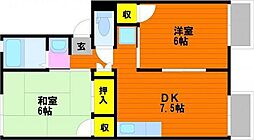 サンライフ湊 2DKの間取図画像