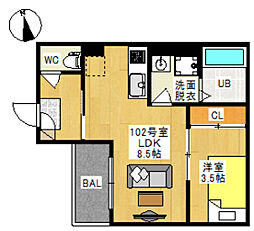 REGALEST 神田町III 1LDKの間取図画像
