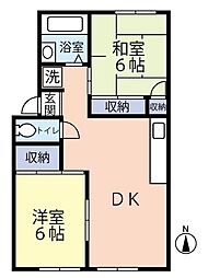 ファミール矢吹B 2DKの間取図画像