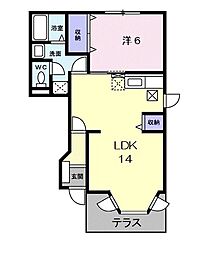 クレストハイムC 1LDKの間取図画像
