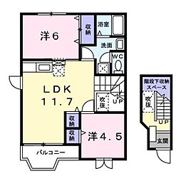 クレストールT.M 2LDKの間取図画像