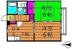 ソレジオヨシダ 2DKの間取図画像