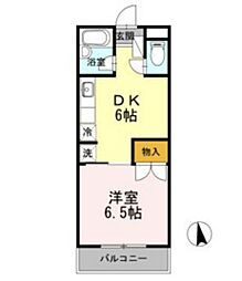 スイートピアフジB 1DKの間取図画像