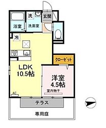 カーサエトワール 1LDKの間取図画像