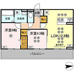 トリシア上中野 2LDKの間取図画像