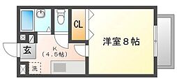 サリチェ・イマB 1Kの間取図画像