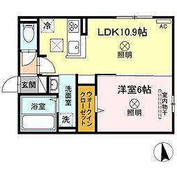 オリーブマンション 1LDKの間取図画像