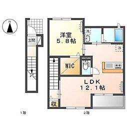 ル・シェモア 1LDKの間取図画像