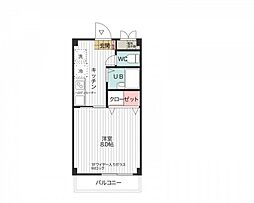 ベルメゾン山田2号館 1Kの間取図画像