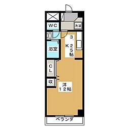 セントラル参番館 ワンルームの間取図画像