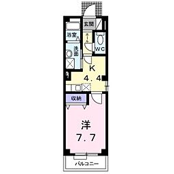サントラ・ハイツ永野 1Kの間取図画像