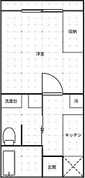 小野田ハイツ 1Kの間取図画像