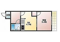 セントエルモ門田文化町 1DKの間取図画像