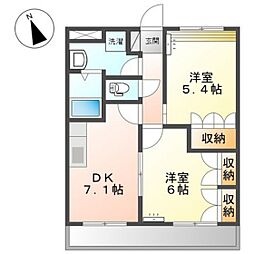 グランチェスタプレイス 2DKの間取図画像