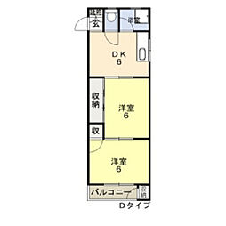 林本社ビル 2DKの間取図画像