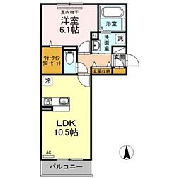メルベーユA 1LDKの間取図画像