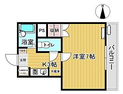 エレガンスマンション 1Kの間取図画像