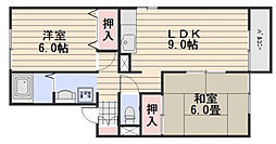 セジュール浜野B 2LDKの間取図画像