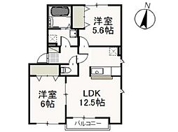 ファミールB 2LDKの間取図画像