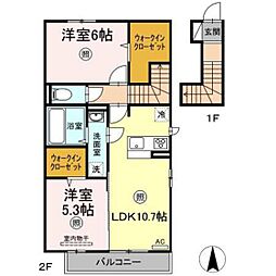 セリシールC 2LDKの間取図画像