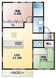 Purandoru 2LDKの間取図画像