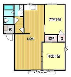 ハイネス平成1 2LDKの間取図画像